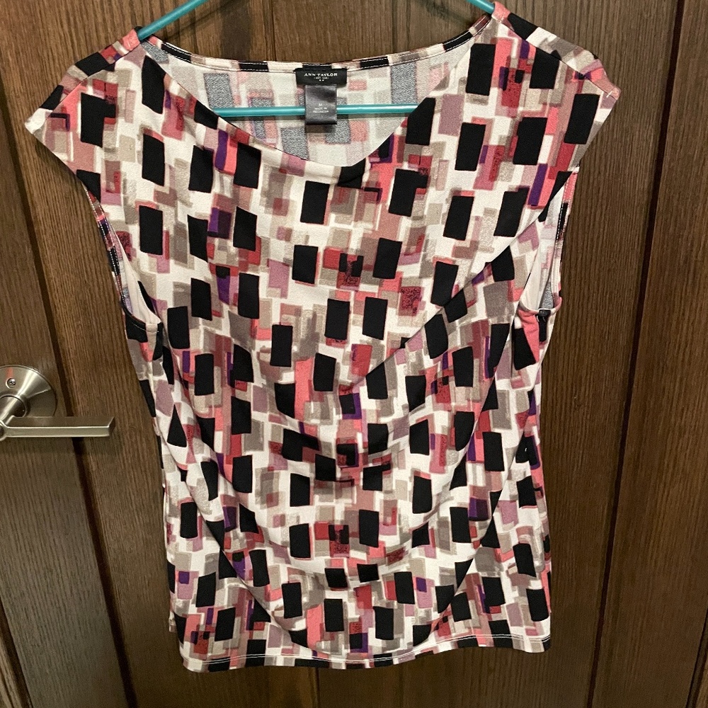 Women's Medium Polyester Cap Sleeve Ann Taylor Top